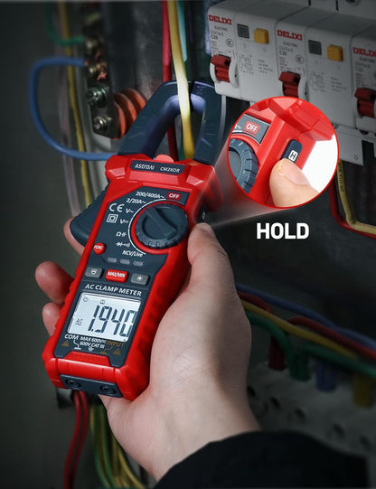 Digital Clamp Meter Multimeter 2000 Counts Amp Voltage Tester Auto-Ranging with AC/DC Voltage, AC Current, Resistance, Capacitance, Continuity, Live Wire Test, NCV, Blue