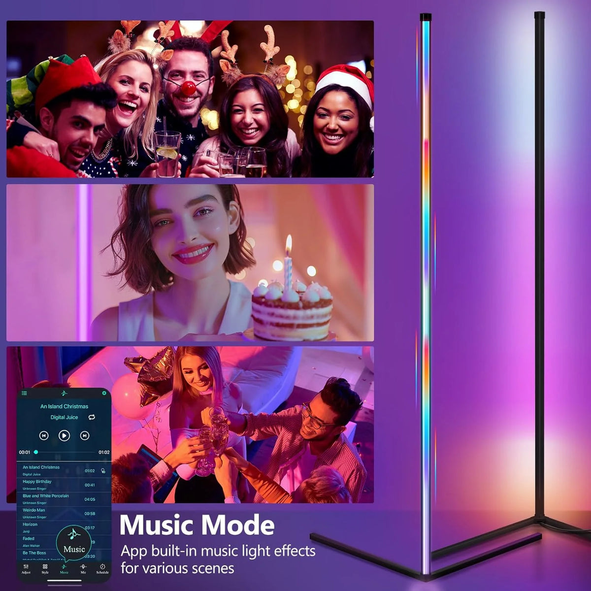 Smart RGB Corner Floor Lamp — App‑Controlled 160‑cm Ambient Light