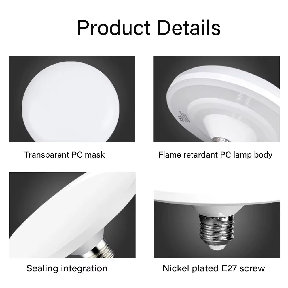 1PC 220V LED Bulb E27 Base Energy Saving Lamp - 20W 30W 40W 60W 100W Options Indoor Flying Saucer Light Ampoule