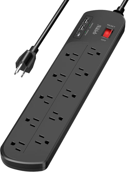 Surge Protector Wall Charger, 12 Wide AC Outlets Power Strip, 4 Ports USB Charging Blocks, Multiple Plug Adapter Wall Mount, Plug Extender Heavy Duty, Outlet Splitter for Home, Office Supplies