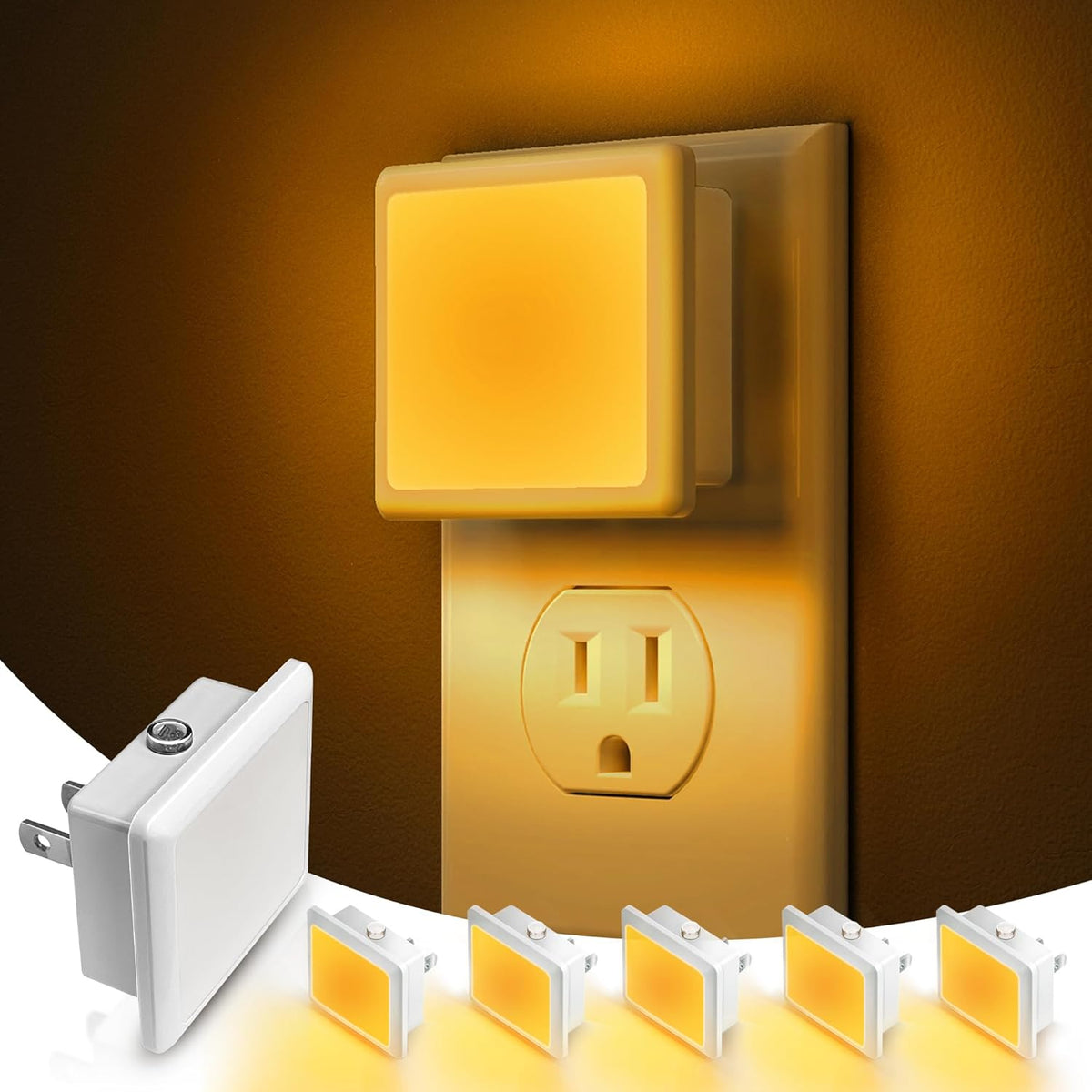 Night Light,Night Lights Plug into Wall, [6-Pack] Plug in Night Light, Dusk-To-Dawn Sensor, 3000K Soft White 0.3W Bright Nightlight Auto-On/Off for Adults Kids Bedroom Bathroom Hallway