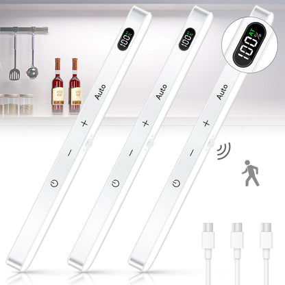 Motion Sensor Cabinet Light Battery Display 60 LED Touch Light Bar Wireless Rechargeable Battery Night Light