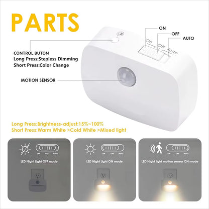 Smart Motion‑Sensor EU Plug Night Lamp — 220V Wall Light