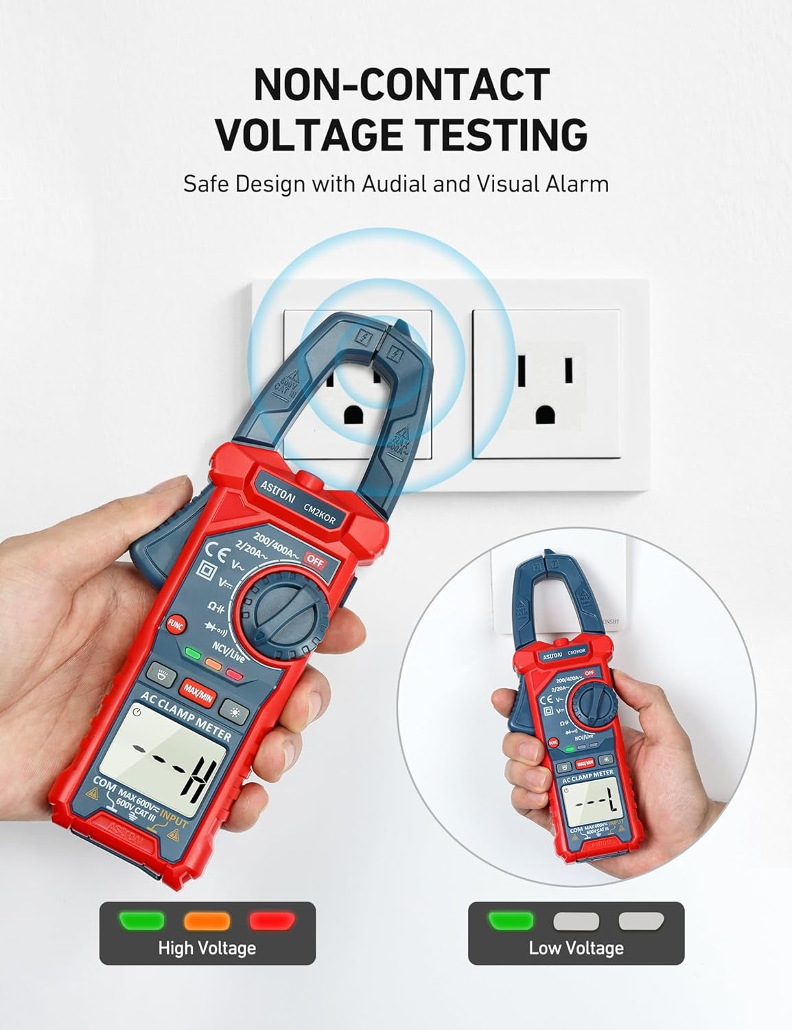 Digital Clamp Meter Multimeter 2000 Counts Amp Voltage Tester Auto-Ranging with AC/DC Voltage, AC Current, Resistance, Capacitance, Continuity, Live Wire Test, NCV, Blue