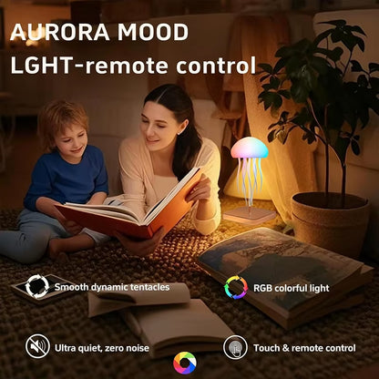 LED Jellyfish Mood Lamp — Color‑Gradient, Ultra‑Long Battery, Remote Control