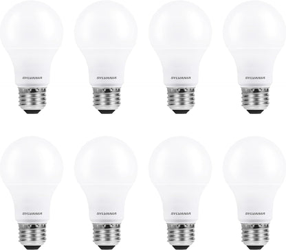 Sylvania ECO LED A19 Light Bulb, 60W Equivalent, Efficient 9W, 7 Year, 750 Lumens, Non-Dimmable, Frosted, 5000K, Daylight - 8 Pack (40883)