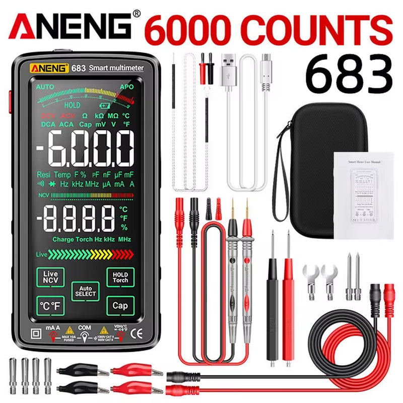 683 Smart Multimeter Rechargeable High-End Touch 6000 Counts Multimetro Test Multitester AC/DC Voltage Tester Current Tool