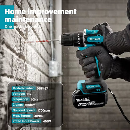 Original DDF487 Cordless Driver Drill 18V Brushless Electric Impact Screwdriver Rechargeable Power Tool (Ony Tool)