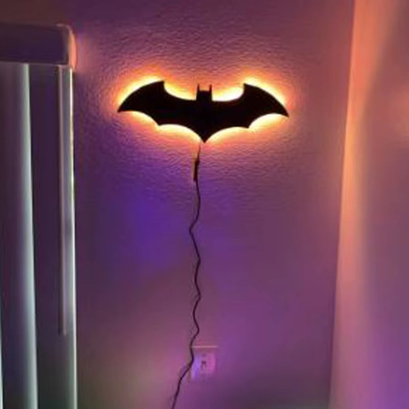Creative Wooden Bat Wall Lamp — LED Ambient Art, Remote Control