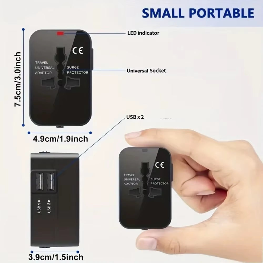 Dual USB Ports Universal Travel Adapter UK to EU Plug Adapter Wall Charger AC Power Converter World for USA EU UK AUS