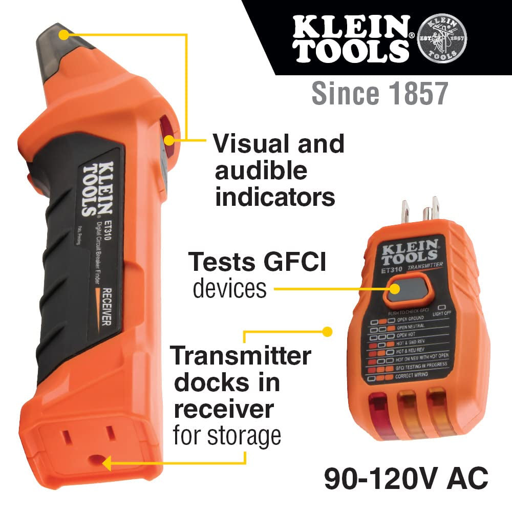 80101 Circuit Breaker Finder Kit, GFCI Outlet and Receptacle Tester Kit, Multimeter, NCVT, Outlet Tester, Leads, 4-Piece