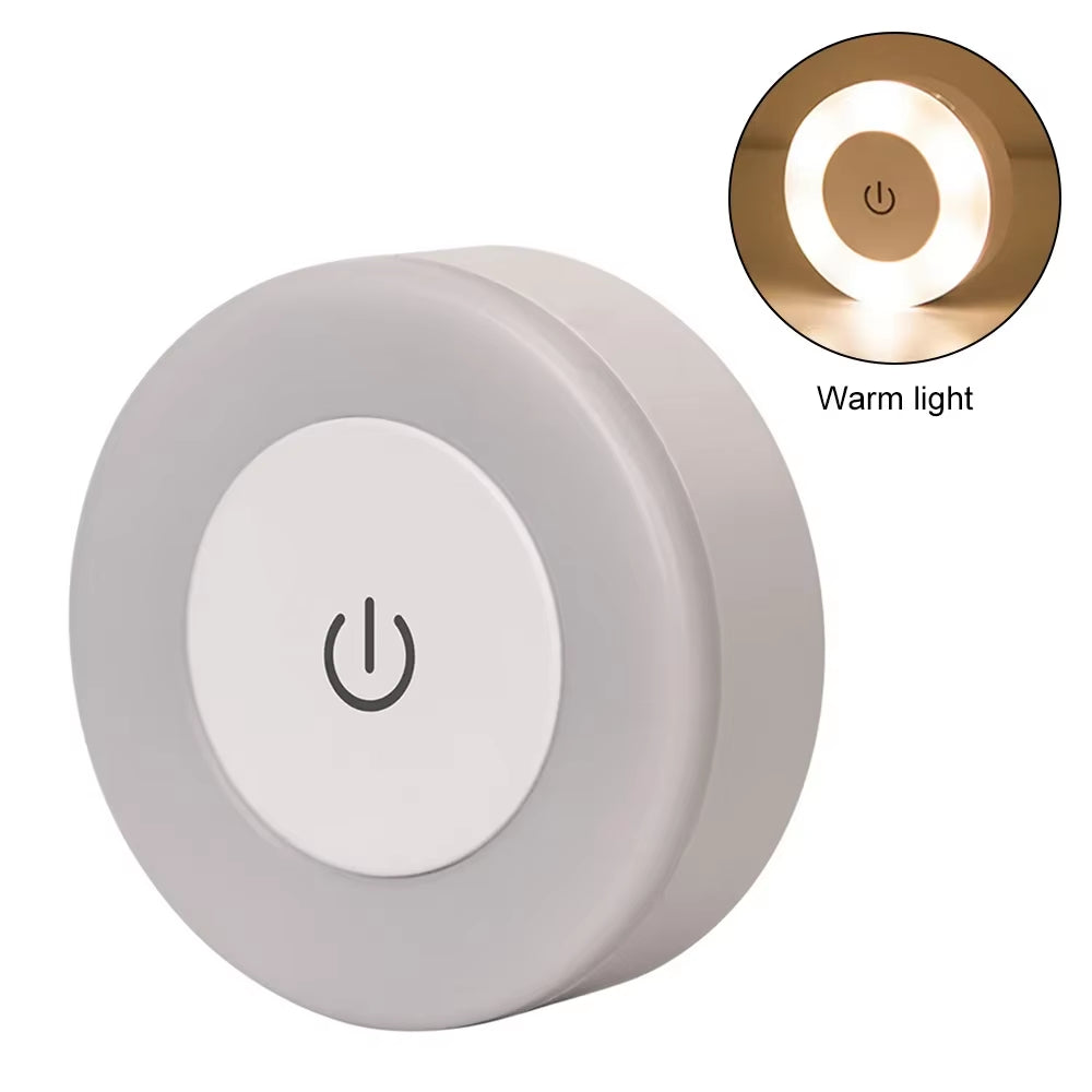 Energy Saving Led Touch Sensor Night Lights USB Rechargeable Magnetic Wall Light Room Aisle Bedroom round Portable Night Lamp