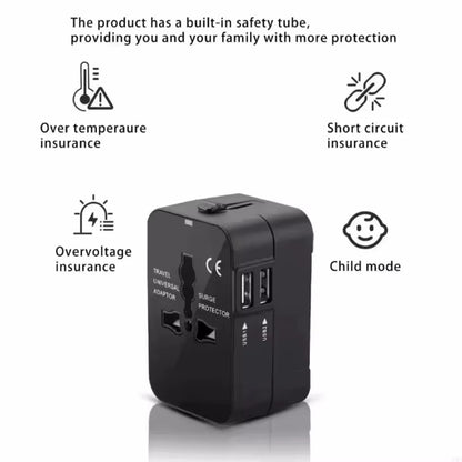 Dual USB Ports Universal Travel Adapter UK to EU Plug Adapter Wall Charger AC Power Converter World for USA EU UK AUS