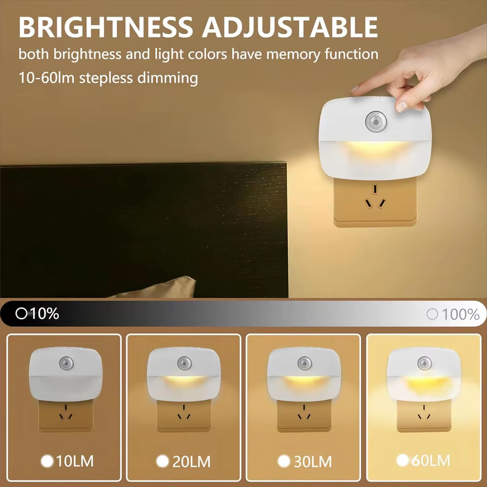 Smart Motion‑Sensor EU Plug Night Lamp — 220V Wall Light