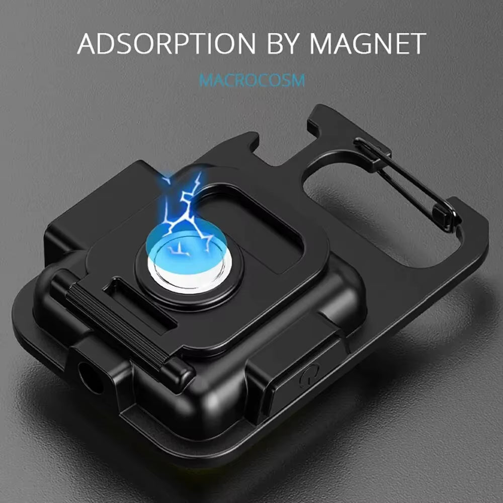 Super Bright Keychain Flashlight Mini COB Portable Work Light USB Rechargeable Outdoor Camping Fishing Pocket Lamps with Magnet