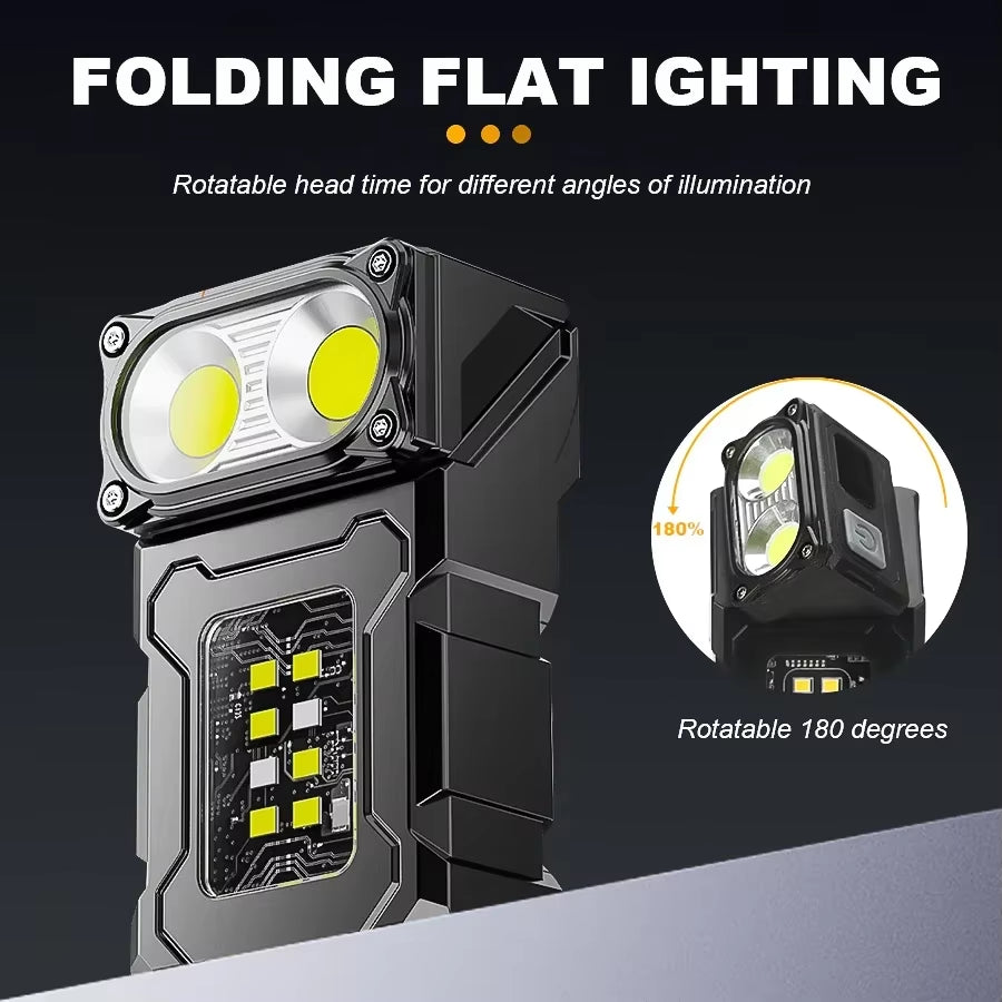 MINI USB Rechargeable LED Flashlight Portable Tail Magnet Flashlight Super Bright Camping Lantern Side COB Emergency Light