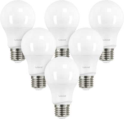 A19 LED Light Bulbs Dimmable, 60W Equivalent, Energy Efficient 9W, 2700K, 800 Lumens, E26 Standard Base, Lighting for Bedroom Living Room Home Office, 6 Packs