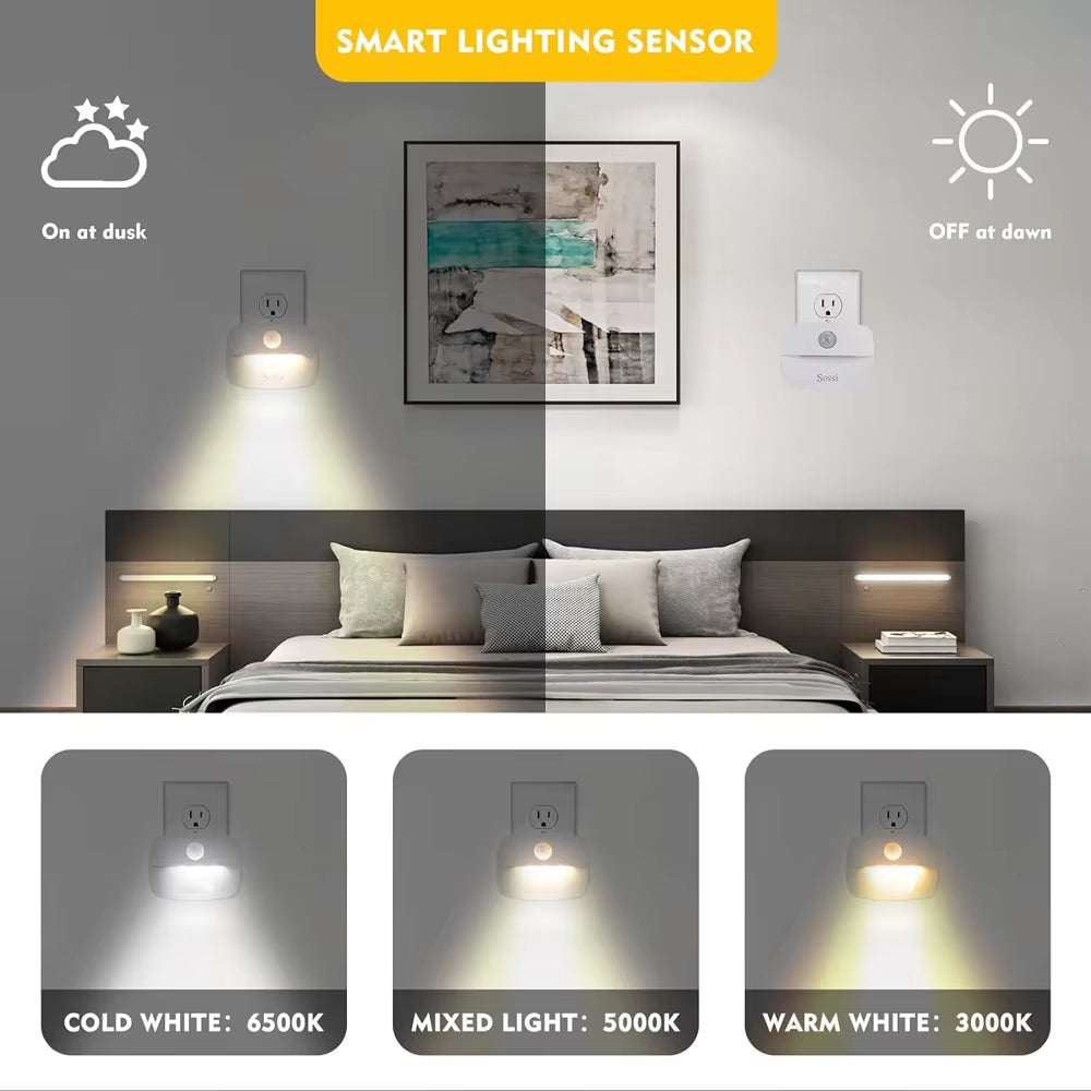 Smart Motion‑Sensor EU Plug Night Lamp — 220V Wall Light