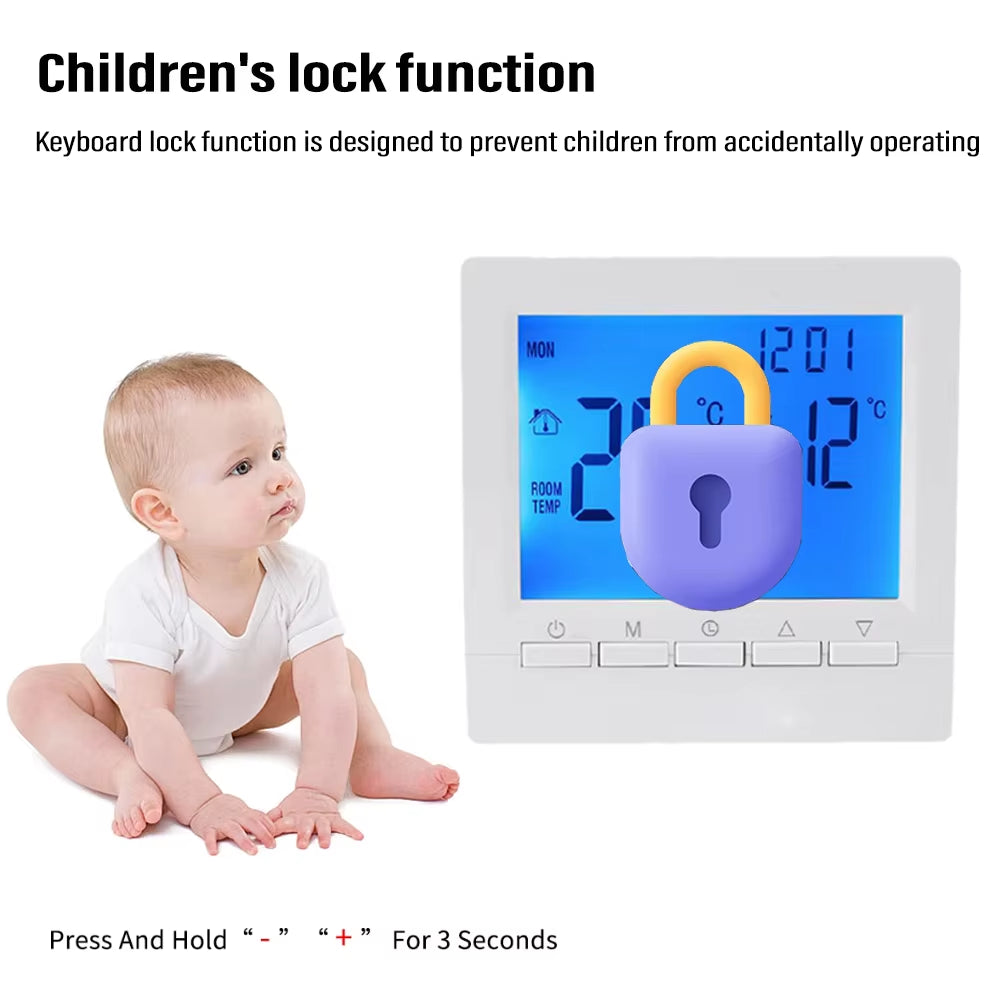 Digital Smart Thermostat Programmable Gas Boiler Heating Temperature Regulator Hand Controller Battery Thermostat with Kid Lock