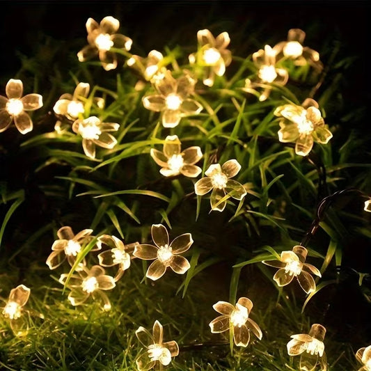 1Pc 6.5M30LED Solar String Sakura Lights LED Outdoor Waterproof Festival Garden Decorative Lights Solar Garden Light