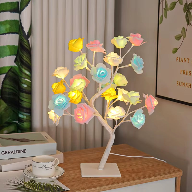 Luminous Rose Tree Table Lamp — USB‑Powered, Decorative LED