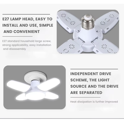 Foldable Fan-Shape LED Ceiling Bulb High-Intensity Adjustable Light