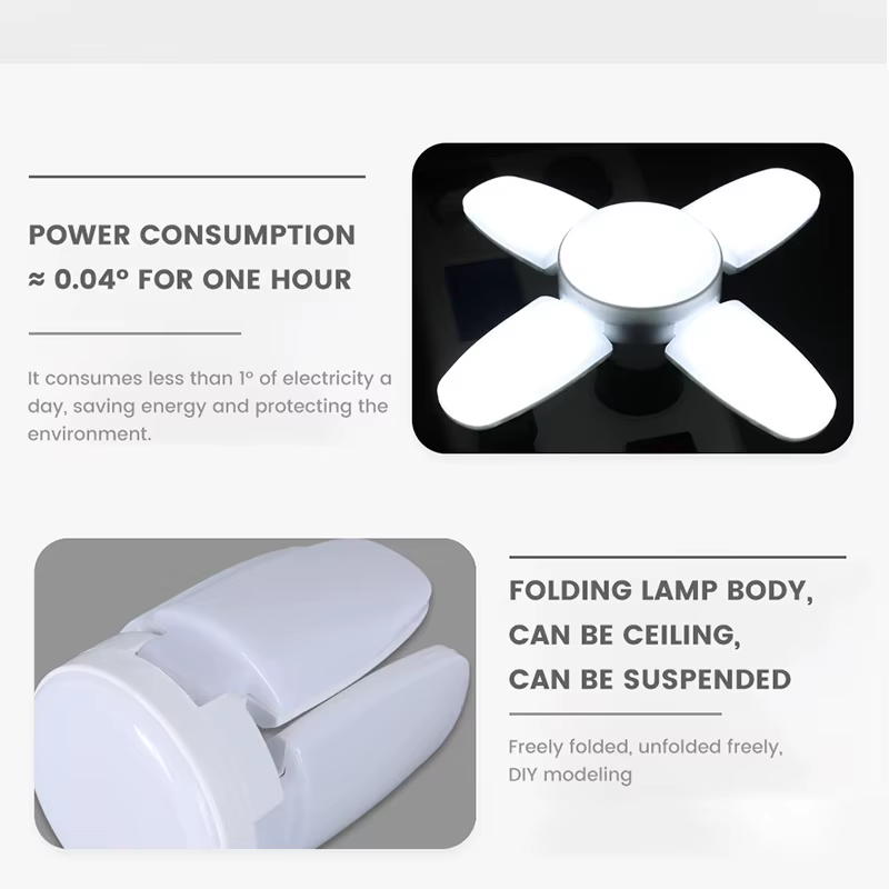 Foldable Fan-Shape LED Ceiling Bulb High-Intensity Adjustable Light