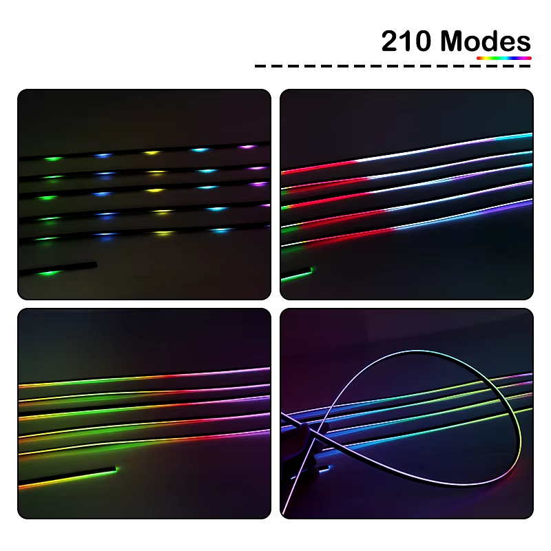 Full Color Streamer Car Ambient Lights RGB 64 Color Universal LED Interior Hidden Acrylic Strip Symphony Atmosphere Lamp