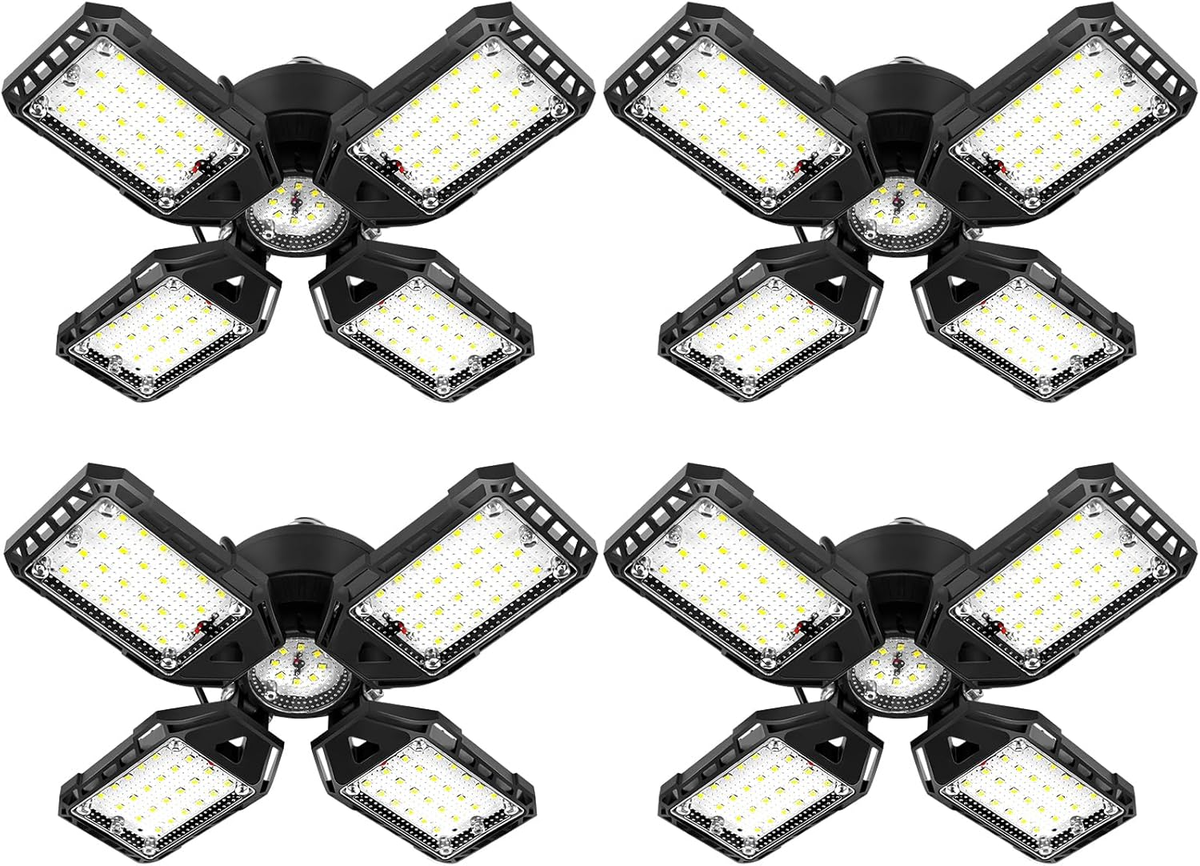 LED Garage Lights Bulb 2 Pack 180W 18000LM 6500K Led Shop Light with 6 plus 1 Deformable Panels Basement Barn Ceiling Lights for E26/E27