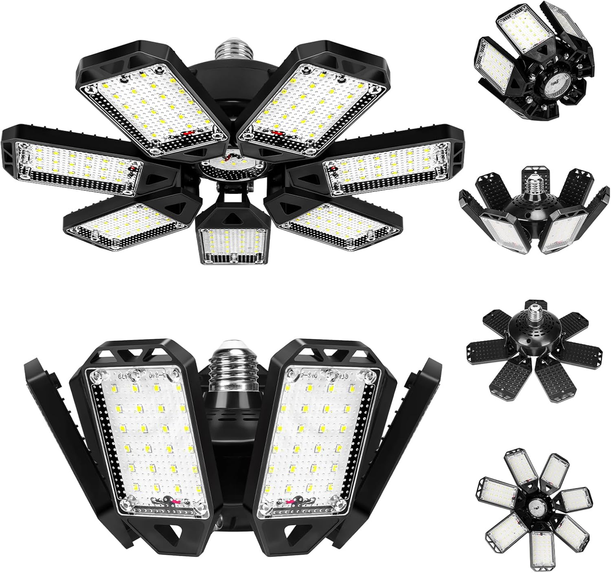 LED Garage Lights Bulb 2 Pack 180W 18000LM 6500K Led Shop Light with 6 plus 1 Deformable Panels Basement Barn Ceiling Lights for E26/E27
