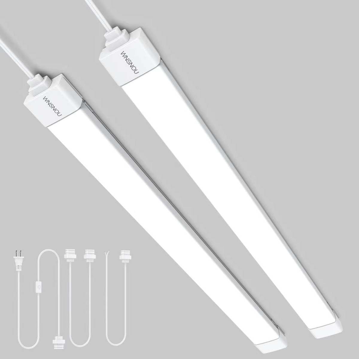 LED Tube Light Fixture with Plug, 1.4FT 1800LM 5000K Utility Shop Light, Linkable Cabinet Light for Garage, Kitchen, Bathroom, Closet, Office - 1.4Ft, Triproof, White