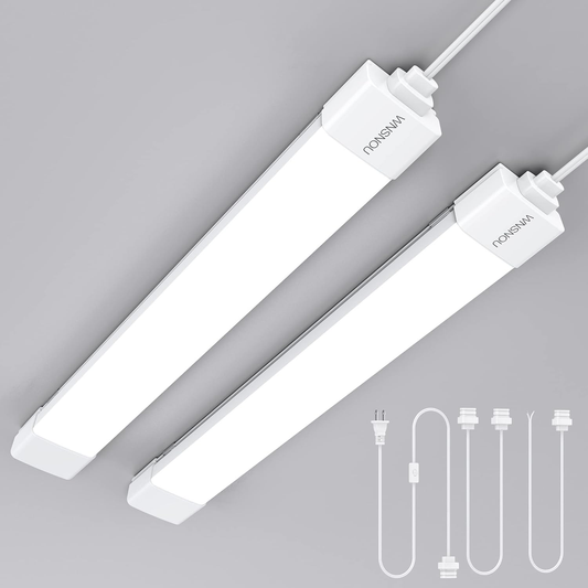 LED Tube Light Fixture with Plug, 1.4FT 1800LM 5000K Utility Shop Light, Linkable Cabinet Light for Garage, Kitchen, Bathroom, Closet, Office - 1.4Ft, Triproof, White