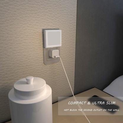 Plug-In Led Night Light with Auto Dusk to Dawn Sensor,Adjustable Brightness Warm White Lights for Hallway,Bedroom, Kids Room, Kitchen, Stairway, 2 Pack
