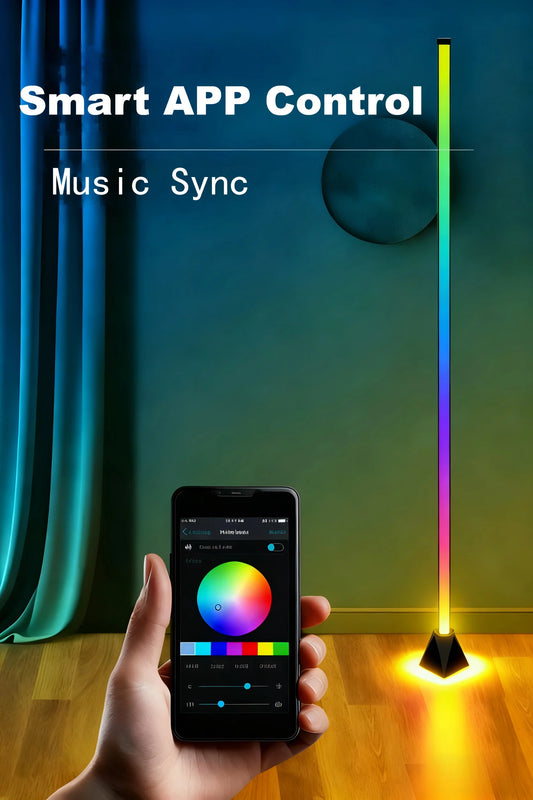 Smart RGB LED Corner Floor Lamp 160CM Bright Standing Lamp for Living Room with APP and Remote,Modern Floor Lamp with Music Sync