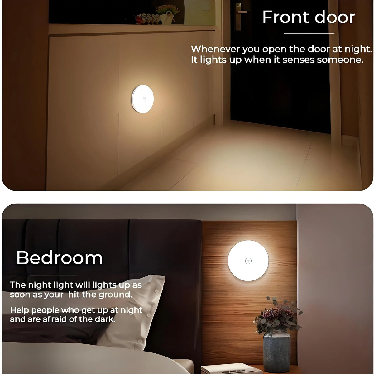 Dual Wireless Magnetic Motion Night Lights — Rechargeable Smart Lamps