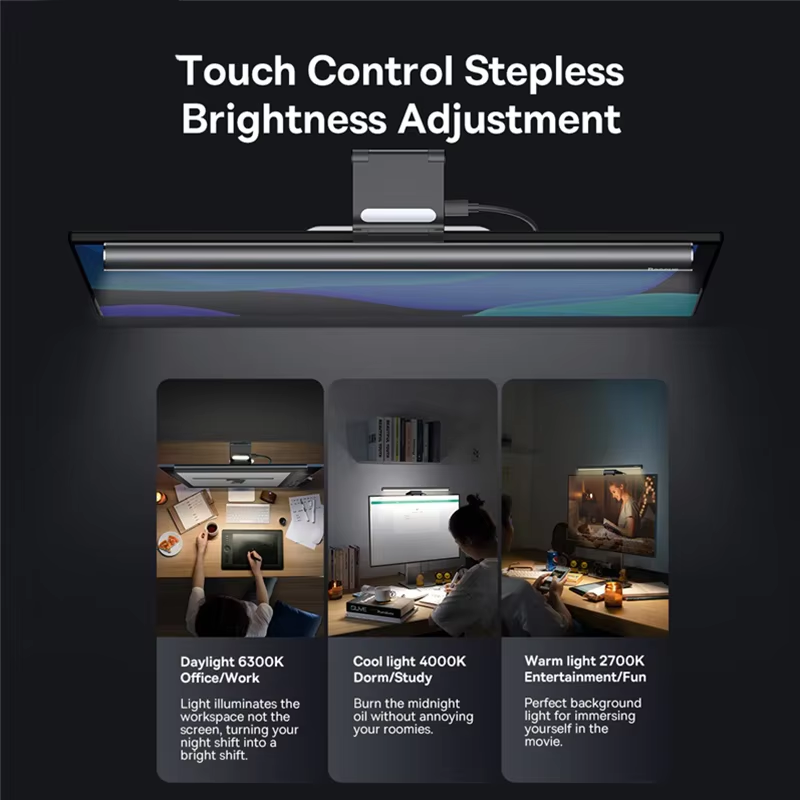 Screen‑Mounted USB Desk Light Minimalist Monitor Task Lamp