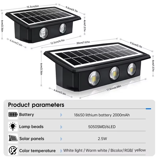 Solar Wall Lamp Outdoor Solar LED Light Waterproof up and down Luminous Lighting Balcony Yard Garden Decoration Lights