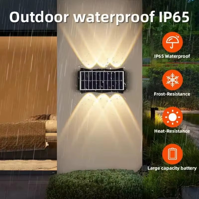 Solar Wall Lamp Outdoor Solar LED Light Waterproof up and down Luminous Lighting Balcony Yard Garden Decoration Lights