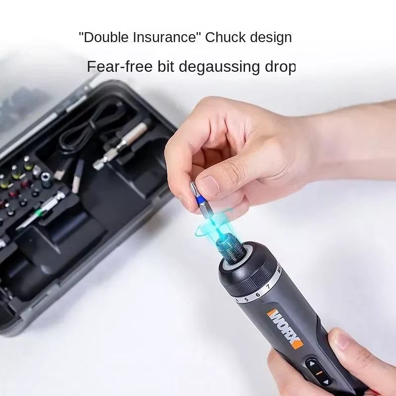 WORX WX242 4V Smart Cordless Electric Screwdriver USB Rechargeable with 30-Bit Set