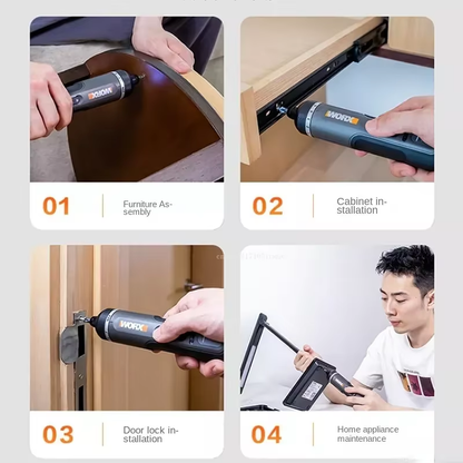 WORX WX242 4V Smart Cordless Electric Screwdriver USB Rechargeable with 30-Bit Set