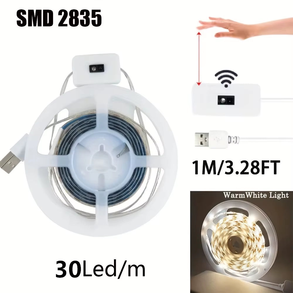 USB LED Strip Lights DC 5V Smart Dimmer Hand Scan Sensor Switch On/Off Control Backlight Tape TV Lamp Tape Bedroom Home Decor
