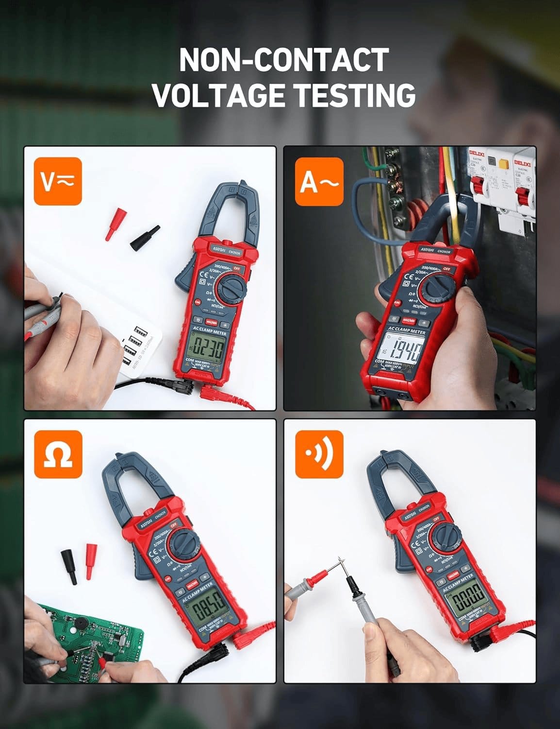 Digital Clamp Meter Multimeter 2000 Counts Amp Voltage Tester Auto-Ranging with AC/DC Voltage, AC Current, Resistance, Capacitance, Continuity, Live Wire Test, NCV, Blue
