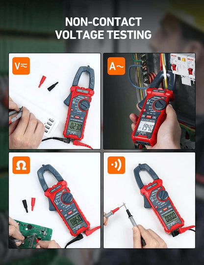 Digital Clamp Meter Multimeter 2000 Counts Amp Voltage Tester Auto-Ranging with AC/DC Voltage, AC Current, Resistance, Capacitance, Continuity, Live Wire Test, NCV, Blue