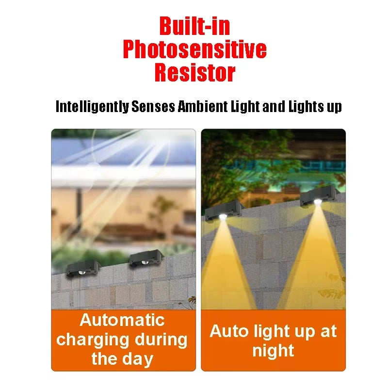 1/6Pcs Solar Wall Light IP65 Waterproof LED Outdoor Spotlight Powered Decoration Porch Illumination Fence Balcony Garden