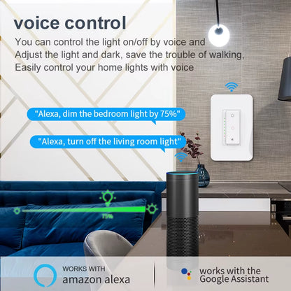 Tuya Wifi Dimmer Light Switch 3 Way One-Key Smart Dimmable Switches Voice Remote Control Works with Alexa Google Home