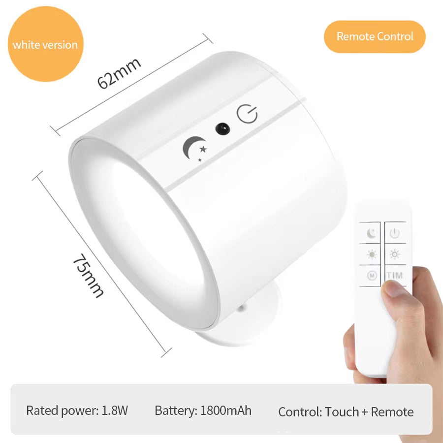 Touch‑Control Double‑Head LED Wall Sconce — 360° Rotating, Wireless, Multi‑Color