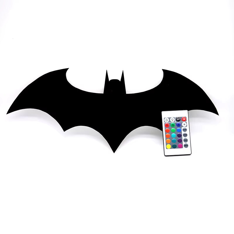 Creative Wooden Bat Wall Lamp — LED Ambient Art, Remote Control