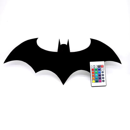 Creative Wooden Bat Wall Lamp — LED Ambient Art, Remote Control