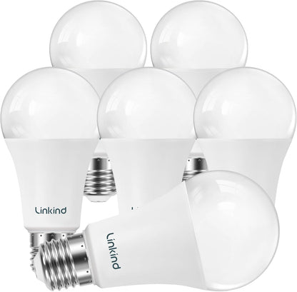 A19 LED Light Bulbs Dimmable, 60W Equivalent, Energy Efficient 9W, 2700K, 800 Lumens, E26 Standard Base, Lighting for Bedroom Living Room Home Office, 6 Packs