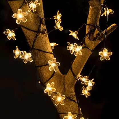 1Pc 6.5M30LED Solar String Sakura Lights LED Outdoor Waterproof Festival Garden Decorative Lights Solar Garden Light